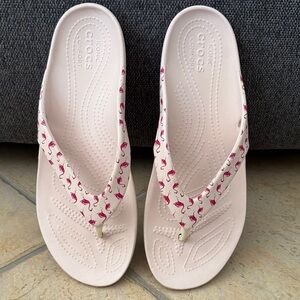 CROCS Women's Cream Flamingo Sandals
